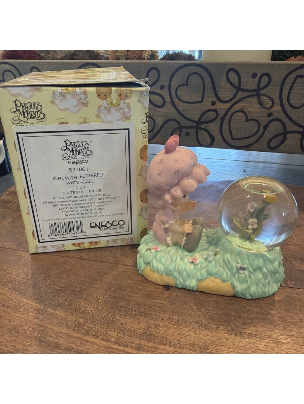 Enesco Precious Moments Girl Butterfly Snow Globe, Boxed, 1998
